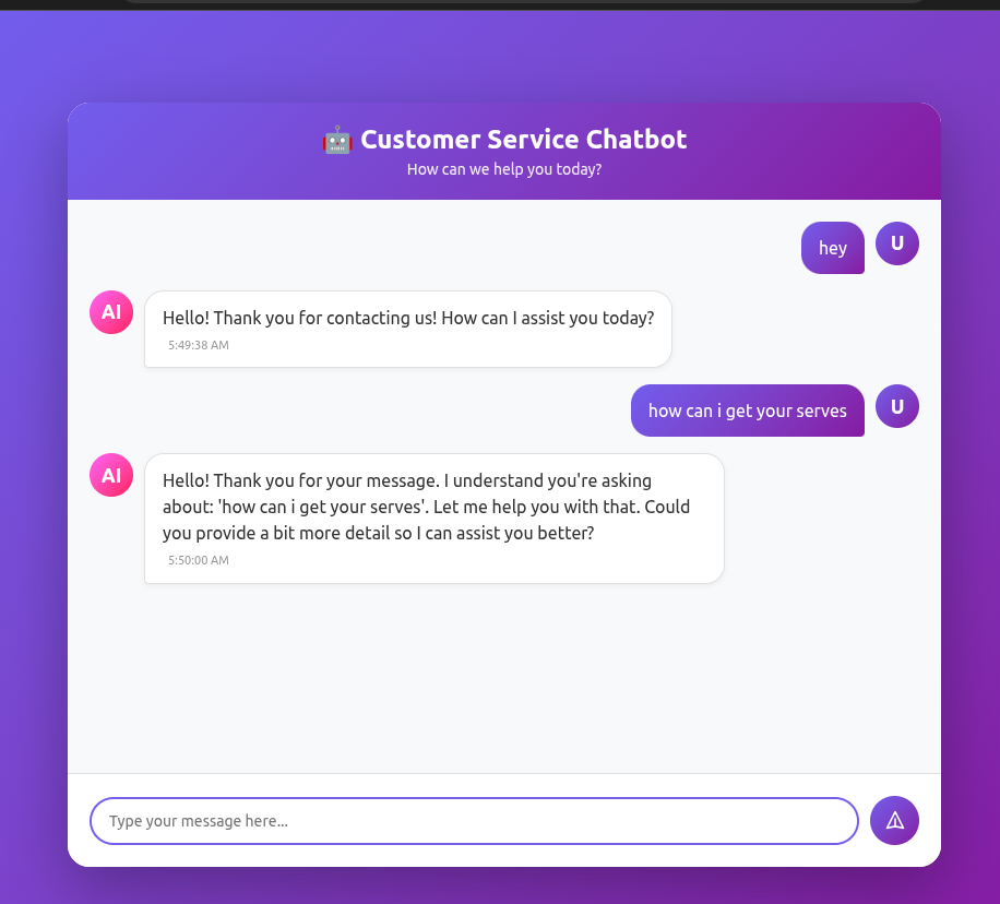 Customer Service Chatbot Interface