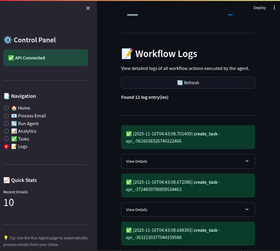 AI Email Automation Agent Dashboard